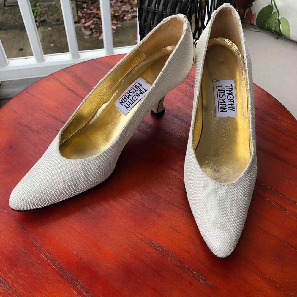 Timothy Hitsman Cream Honeycomb Pattern Heels 8N